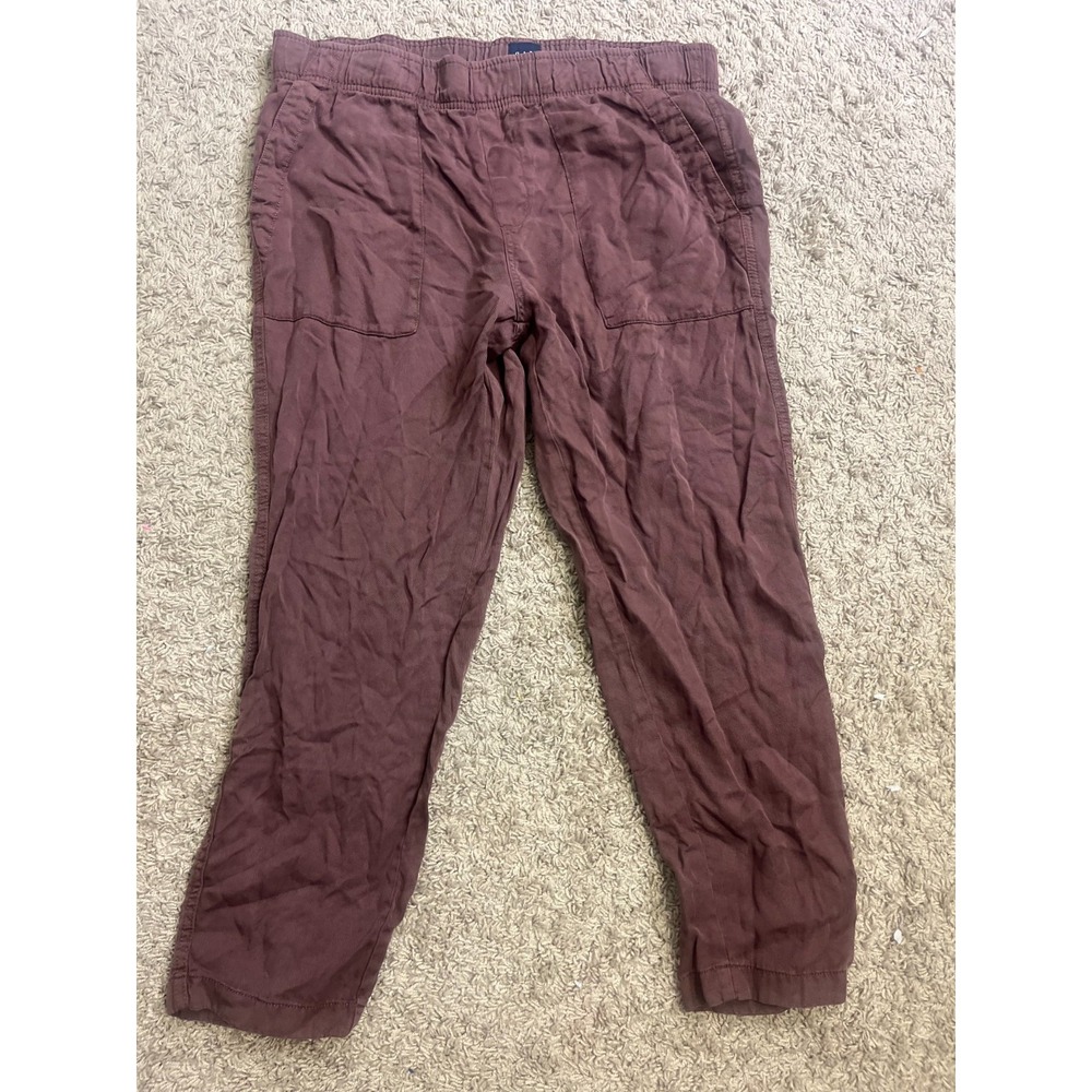 Gap Women's M Burgundy‎ Mauve Pants Elastic Waistband Pockets